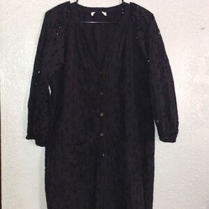 Cleobella Penelope Black Eyelet Jumpsuit 100% Organic Cotton M/L